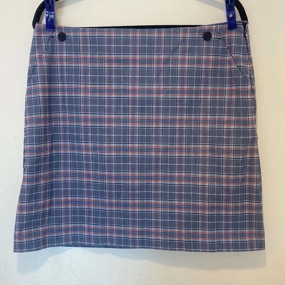 Riley & Rae Red, White, Blue Plaid Mini Skirt Size 12